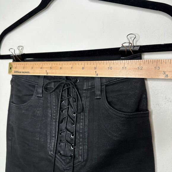 J Brand Steph Shep Charcoal Black High-Rise Laced Up Skinny Jean Vendetta 25 - Picture 14 of 16